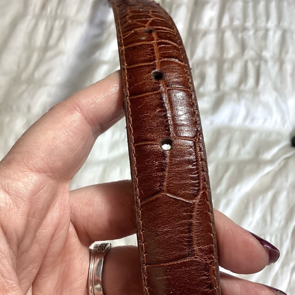 St Johns Bay Croc Embossed Leather Belt Size M - Picture 11 of 15